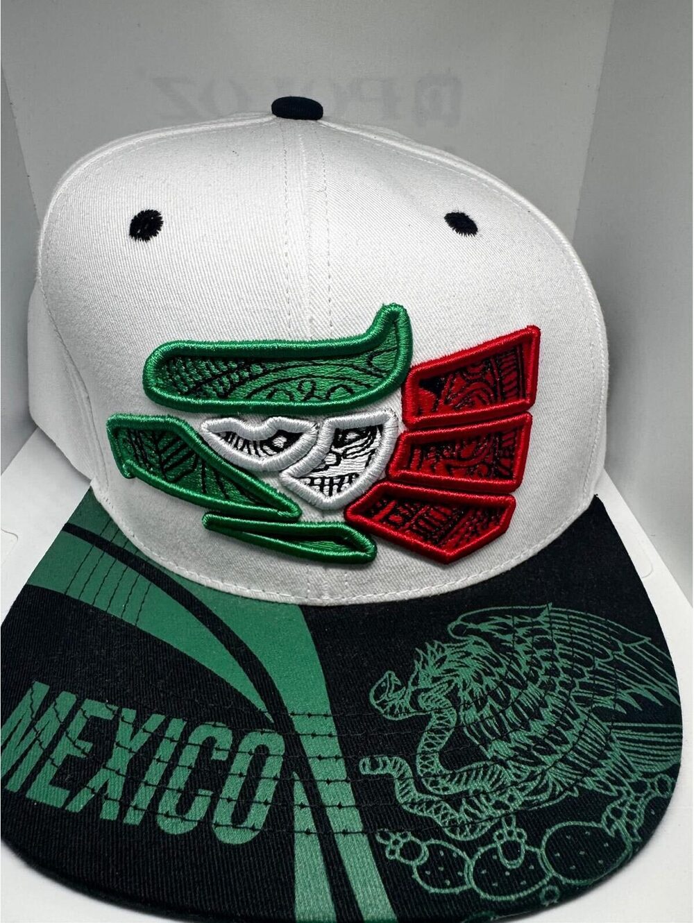 Wynn Headwear Mexico Wing Logo Snapback Hat White Green